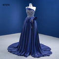 Jancember RSM67374 Elegant Blue Lace up Backless Sleeveless Crystal Evening Dress