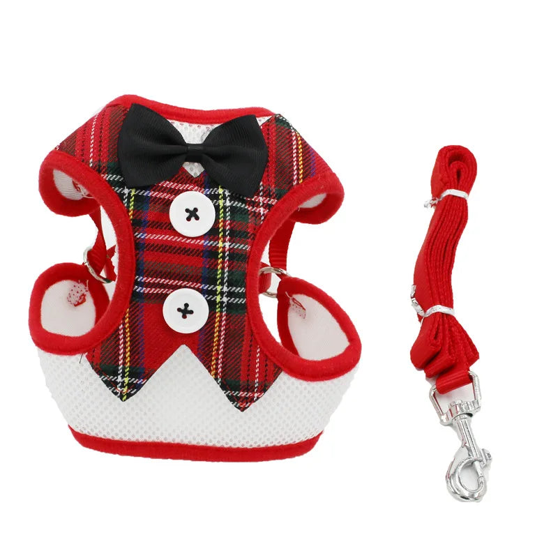 2020 Factory Wholesales Multi-colors Bow Tie Spring Dog Dress Pet Cat Dog Harness Leash Set