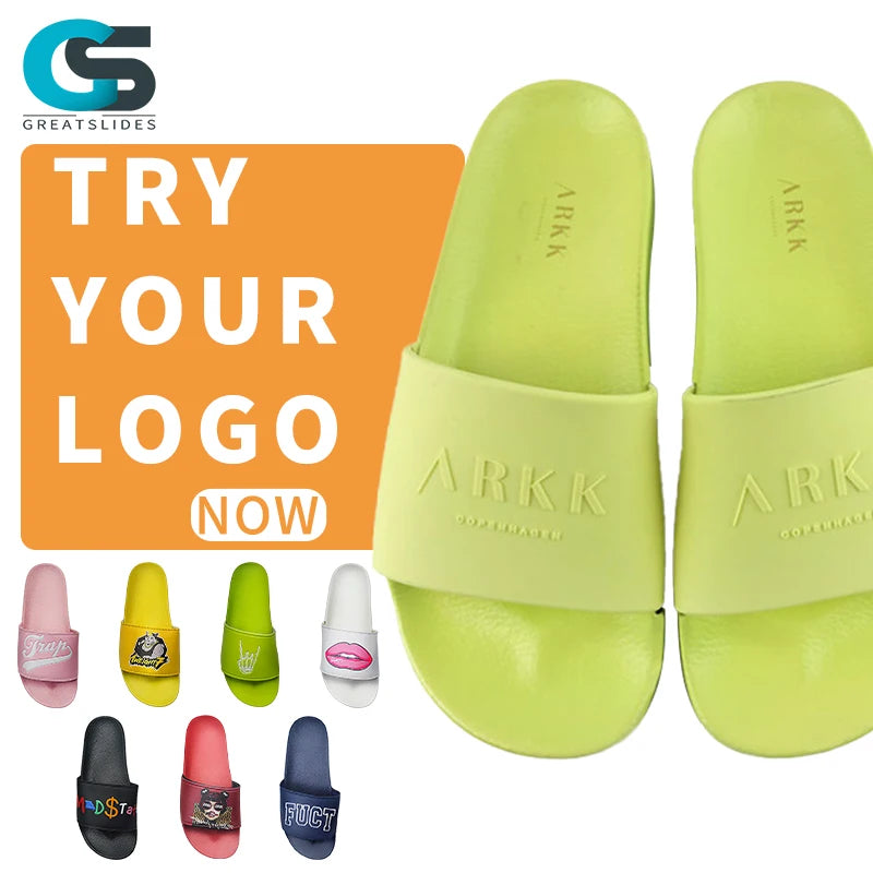 Greatslides Custom Sandals With LogoWomen'S Casual SlippersSlides for Ladies Summer 2024 Flip Flop Rubber Slippers