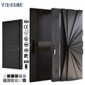 China Top Manufactures Contemporary Stylish Design Black Long Handle Large External Aluminum Metal Front Entry Doors