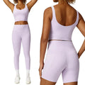3pcs Bra Shorts Legging Recycled Nylon Eco-friendly Gym Sports Active Wear Workout Fitness Clothing Women Yoga Sets