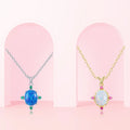 Classic Personalized Engagement Wedding Party Heart Opal Pendant Necklace with Rhodium/Yellow Gold Plating Silver S925 for Women