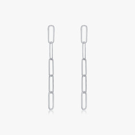 925 Sterling Silver Simple Link Chain Stud Earrings for Women