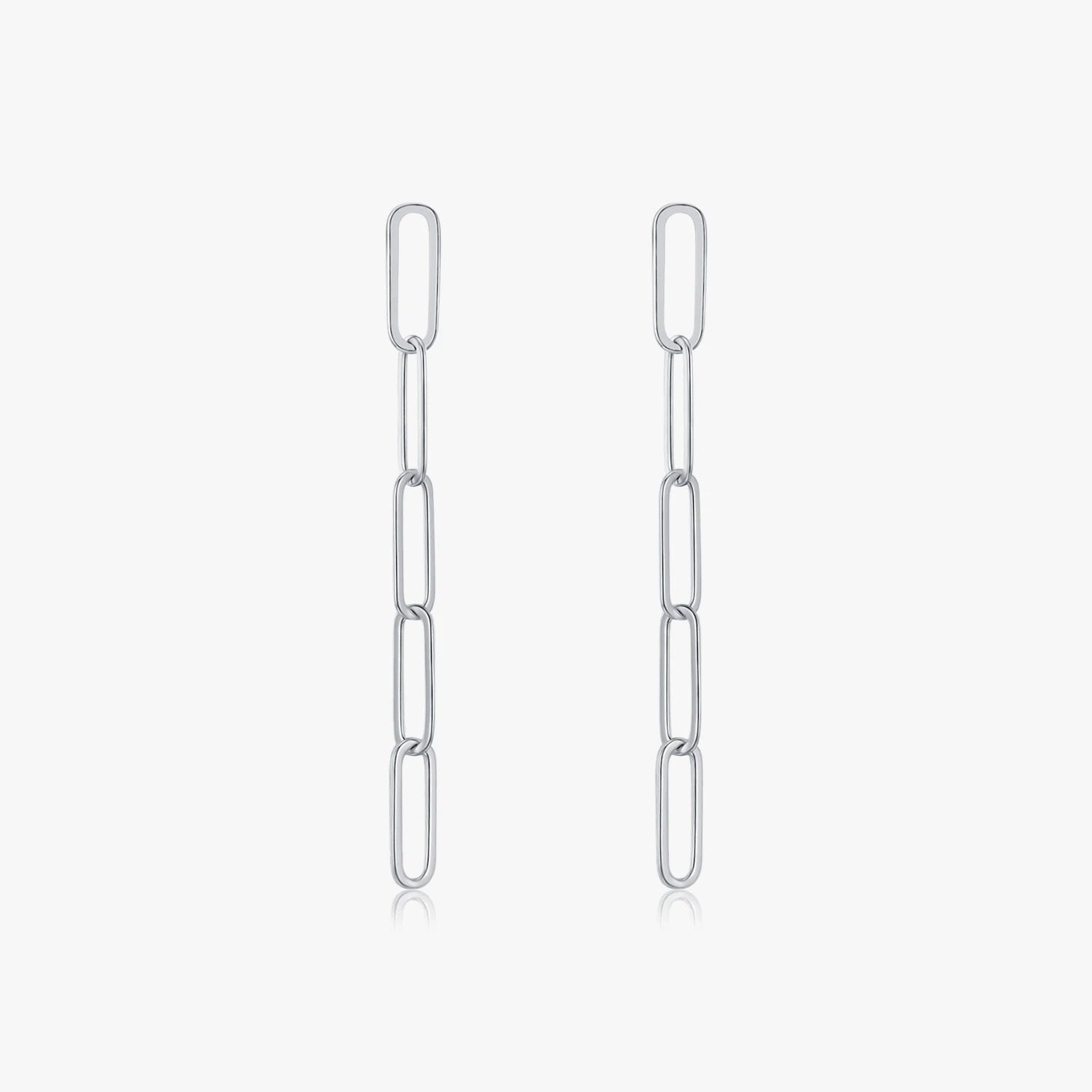 925 Sterling Silver Simple Link Chain Stud Earrings for Women