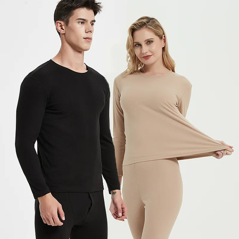 Men's and Women's round Neck Base Thermal Underwear Set Plus Size Breathable Feature