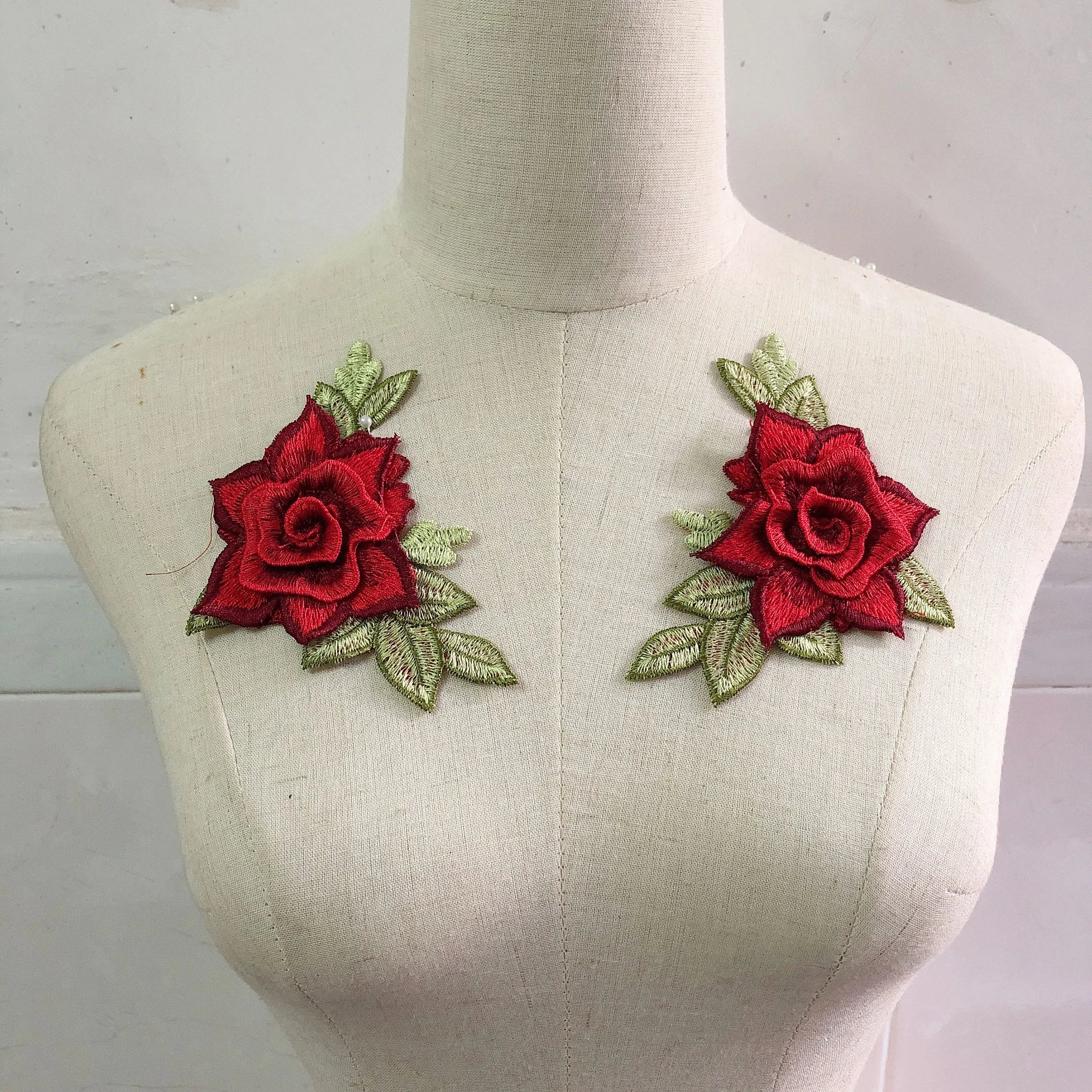 Garment Accessories 3d Flower Embroidery Lace Applique by Pair LT2600A