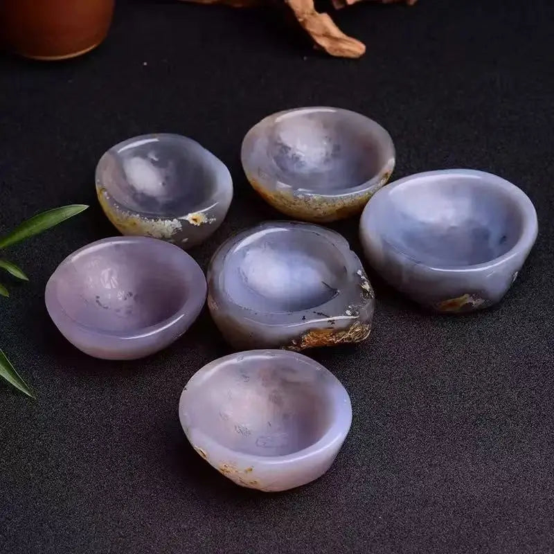 Natural Agate Bowl Ashtray Decoration Feng Shui Fashion Style Polished Carved Block Home Souvenir