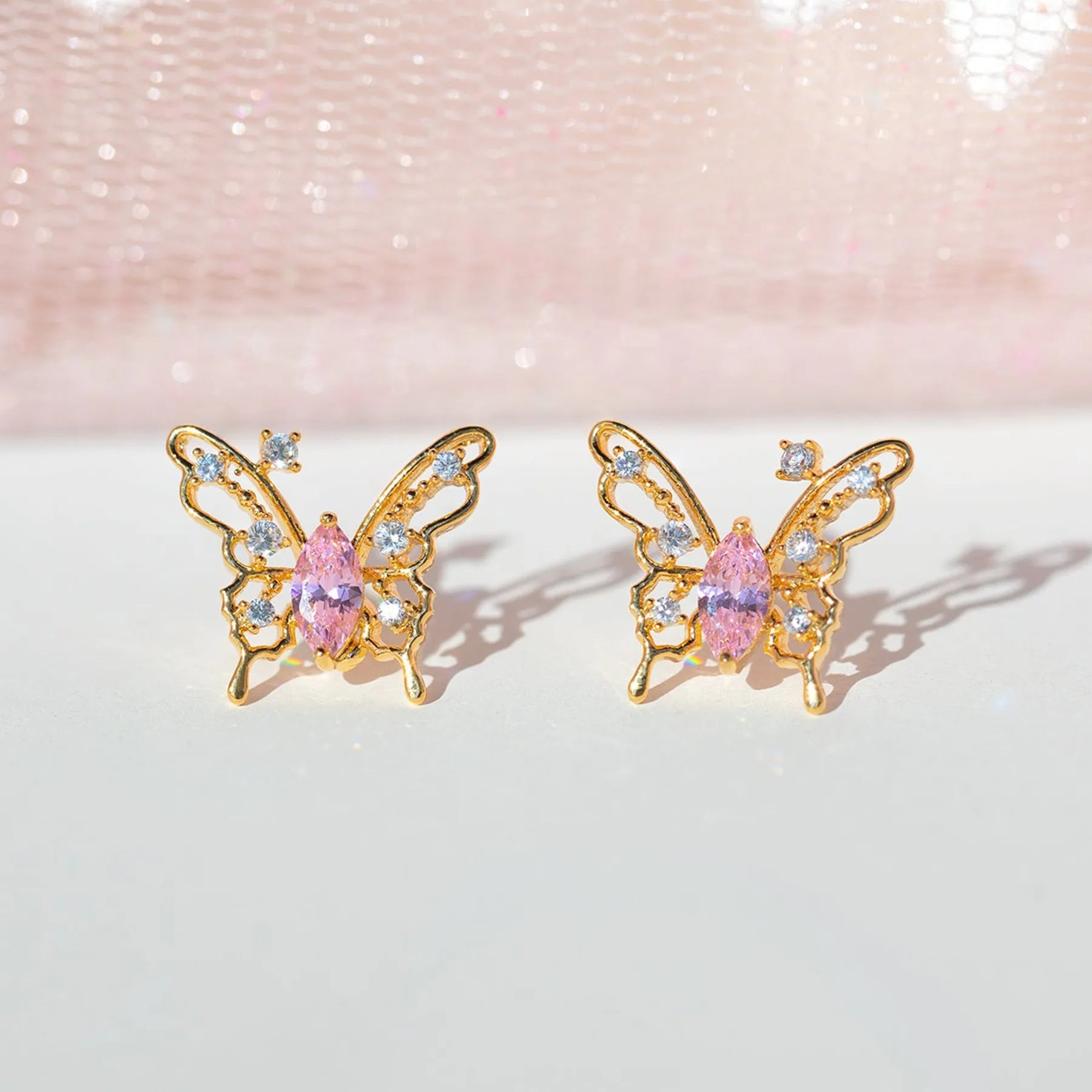 New Butterfly Zircon Earrings Women's Korean Jewelry Literary Style Earrings Temperament Simple New Earrings