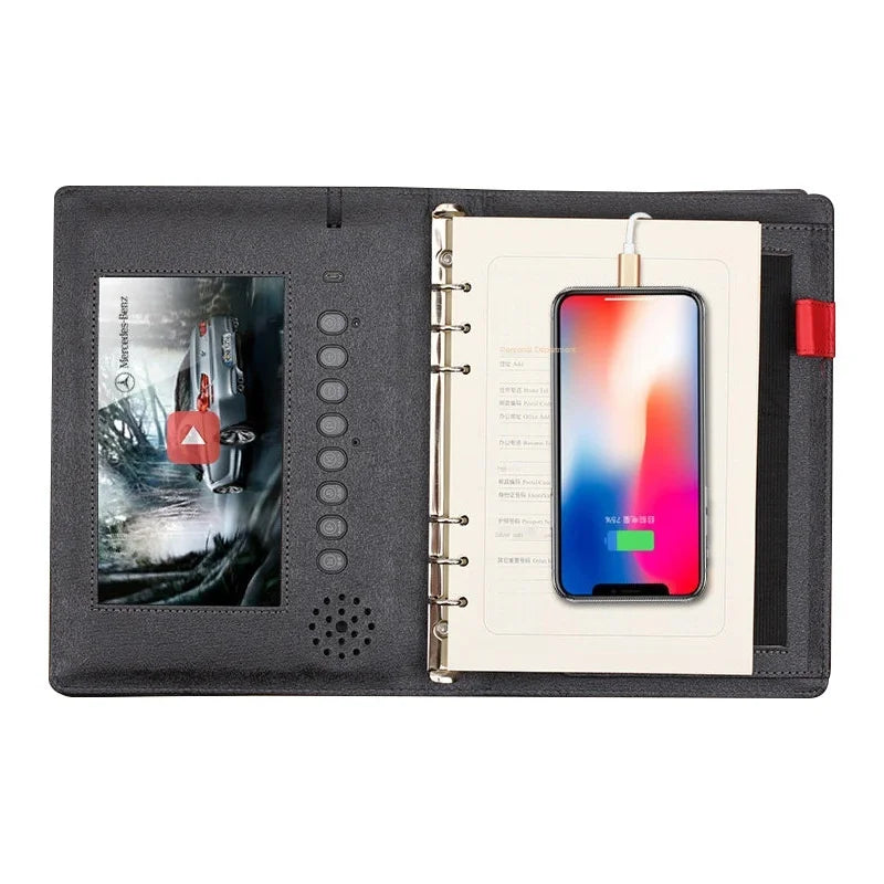 Hot Sale Business Gift Customized Logo Multi Function Notebook With Video Player Mp4 Mobile Power Notepad