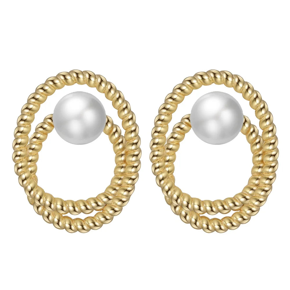 RINNTIN GPE26 Fashion 925 Sterling Silver Stud Earring Jewelry 14K Gold Plated Sterling Silver Stud Earrings for Women
