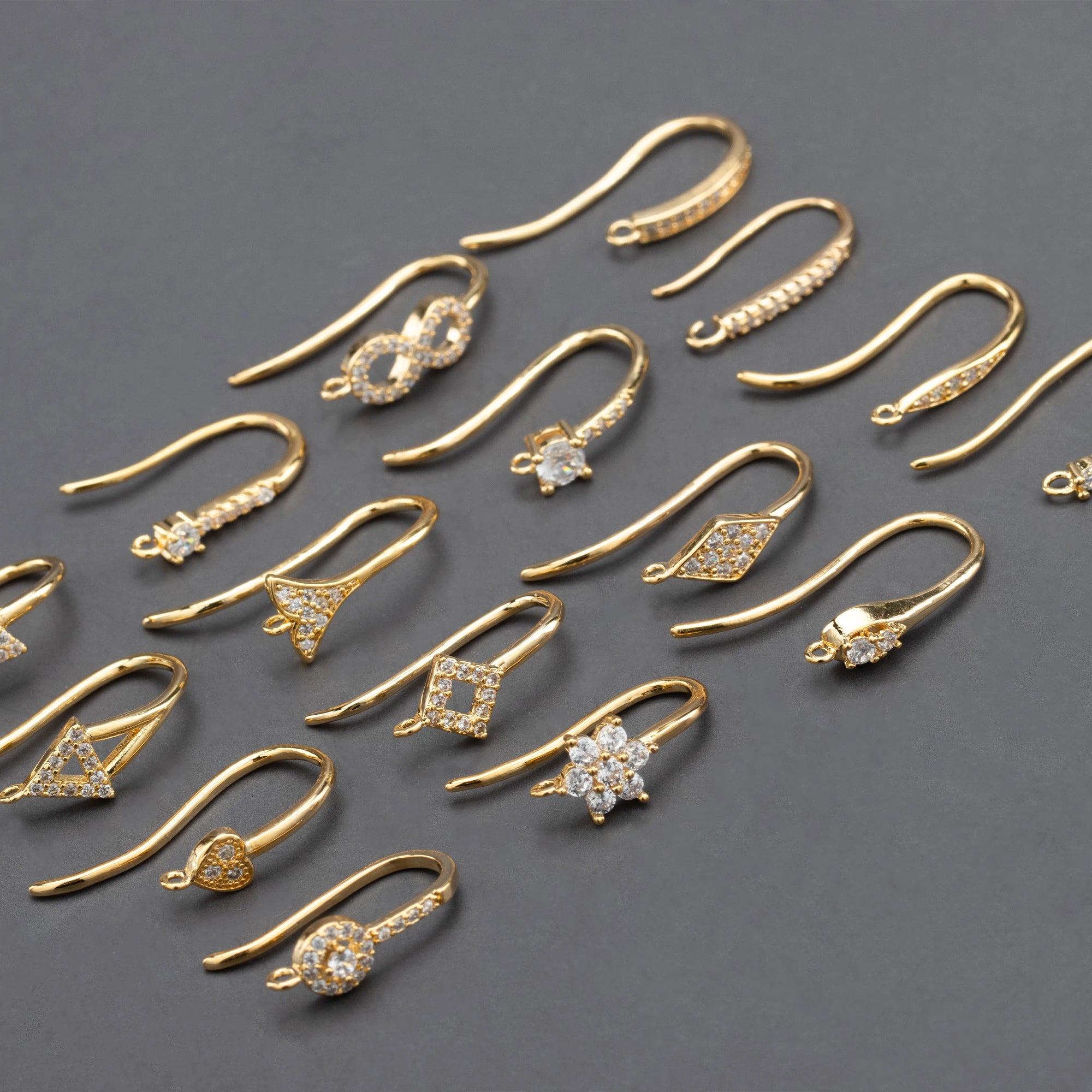M800 20pcs/lot Wholesale Jewelry Findings Components 18K Gold Plated Diy Earring Hooks Connectors for Women