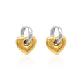 Chris April 316L Stainless Steel Pvd Gold Plated Two Tone Chunky Heart Hoop Drop Earring for Women