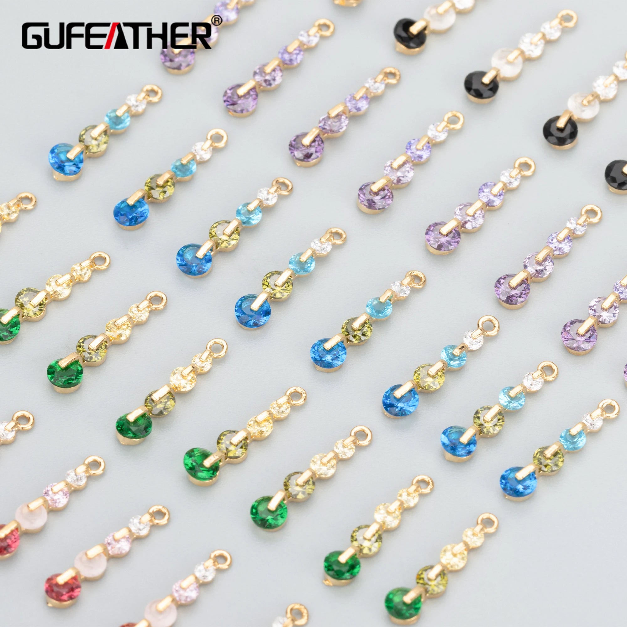 MB56 6pcs/lot Metal Jewelry Accessories 18k Gold Plated Nickel Freecopper Zircon Charms DIY Pendants