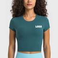 2023 Spring New Short Sleeve Yoga Crop Top Ribbed Sports Gym Wear Outdoor Walking Training Fitness T Shirt for Women