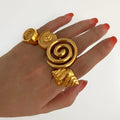 18K Gold Plated Conch Opening Ring Spiral Decorative Ring for Wedding Engagement or Gift Trendy