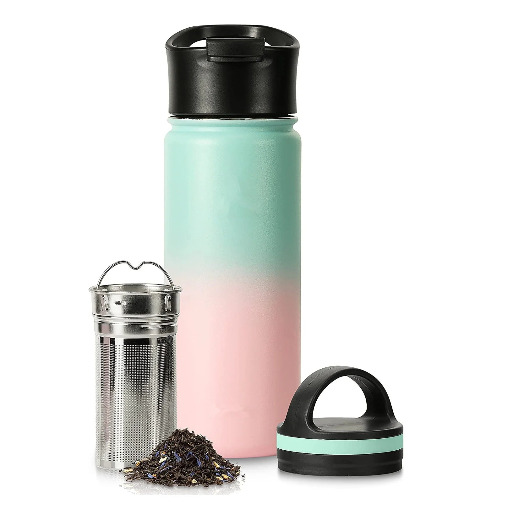 18 oz Modern Stainless Steel Vacuum Insulated 500ml Double Wall BPA-Free Travel Mug Removable Tea Infuser 12-24 Hours Thermal