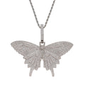 CN268 4 Colors Large Size Butterfly Pendant Brass Zircon Iced Cubic Zircon Rope Chain Trendy Hip Hop Gift Jewelry Bling Bling MegaBDM