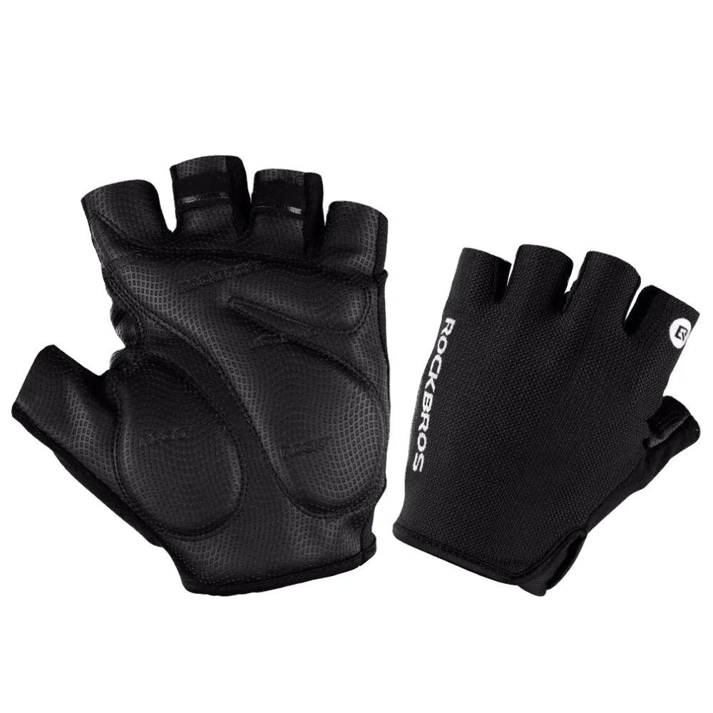 ROCKBROS Unisex Bike Fingerless Gloves Shockproof Breathable Men Women Summer MTB Mountain Sports Cycling Half Finger Gloves