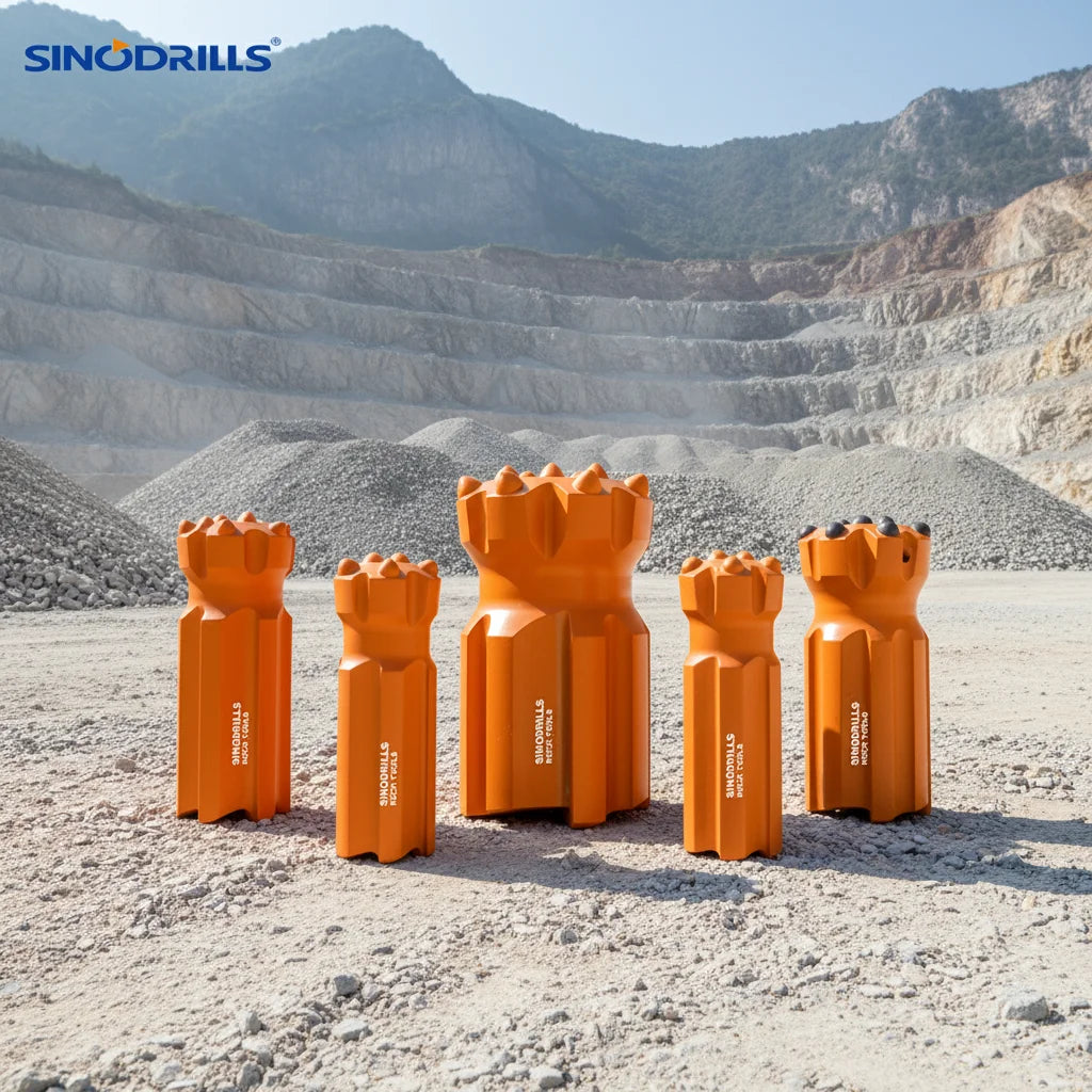 SINODRILLS Top Hammer Drill Button Bit Diameter 89mm T45 Retract Thread Button Bit