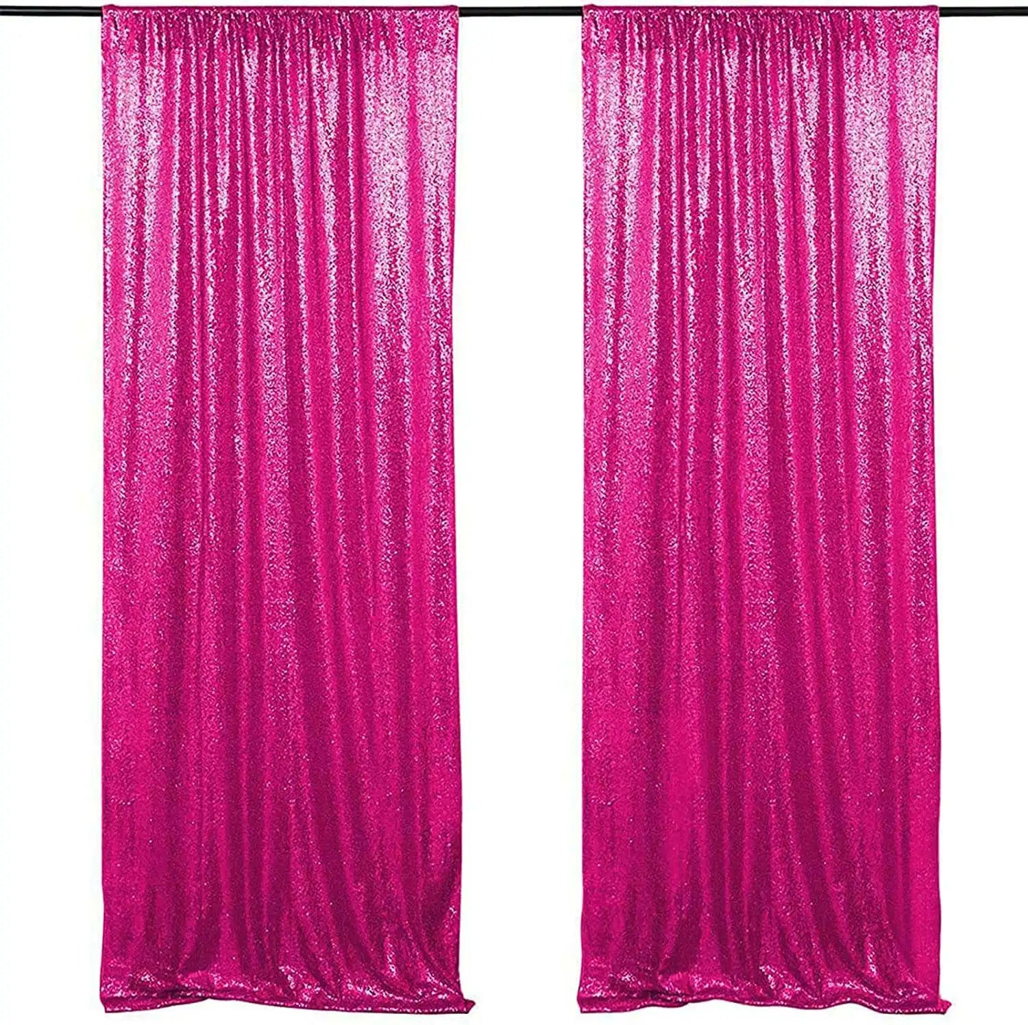 Hot Selling Fuchsia Sequin Glitter Wedding Backdrop Drape Curtains