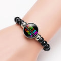 Autism Puzzle Pieces Charm Bracelet Custom Logo Snap Button Pearl Elastic Band Beads Trendy Beaded Bracelets for Women Wedding