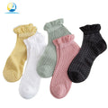 Colorful Comfort Japanese Teen Girl Sock Mesh Invisible Floral Lace Socks Cotton Thin Breathable Bamboo Fiber Women Casual Crew