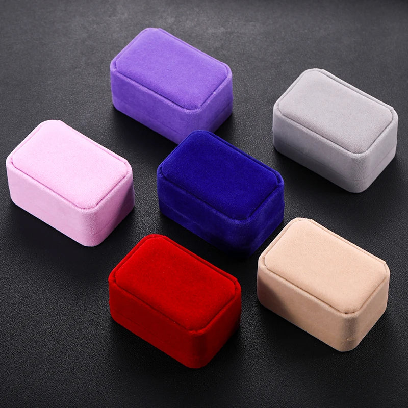 Dropshipping Gift No MOQ Wholesale Colorful Ring Earrings Jewelry Set Mini Velvet Jewelry Box MegaBDM