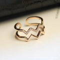 Korean Style Stylish Jewelry Heartbeat CZ Zircon Double Wave Ring Vintage Open Diamond Wedding Engagement Gold Ring for Couple
