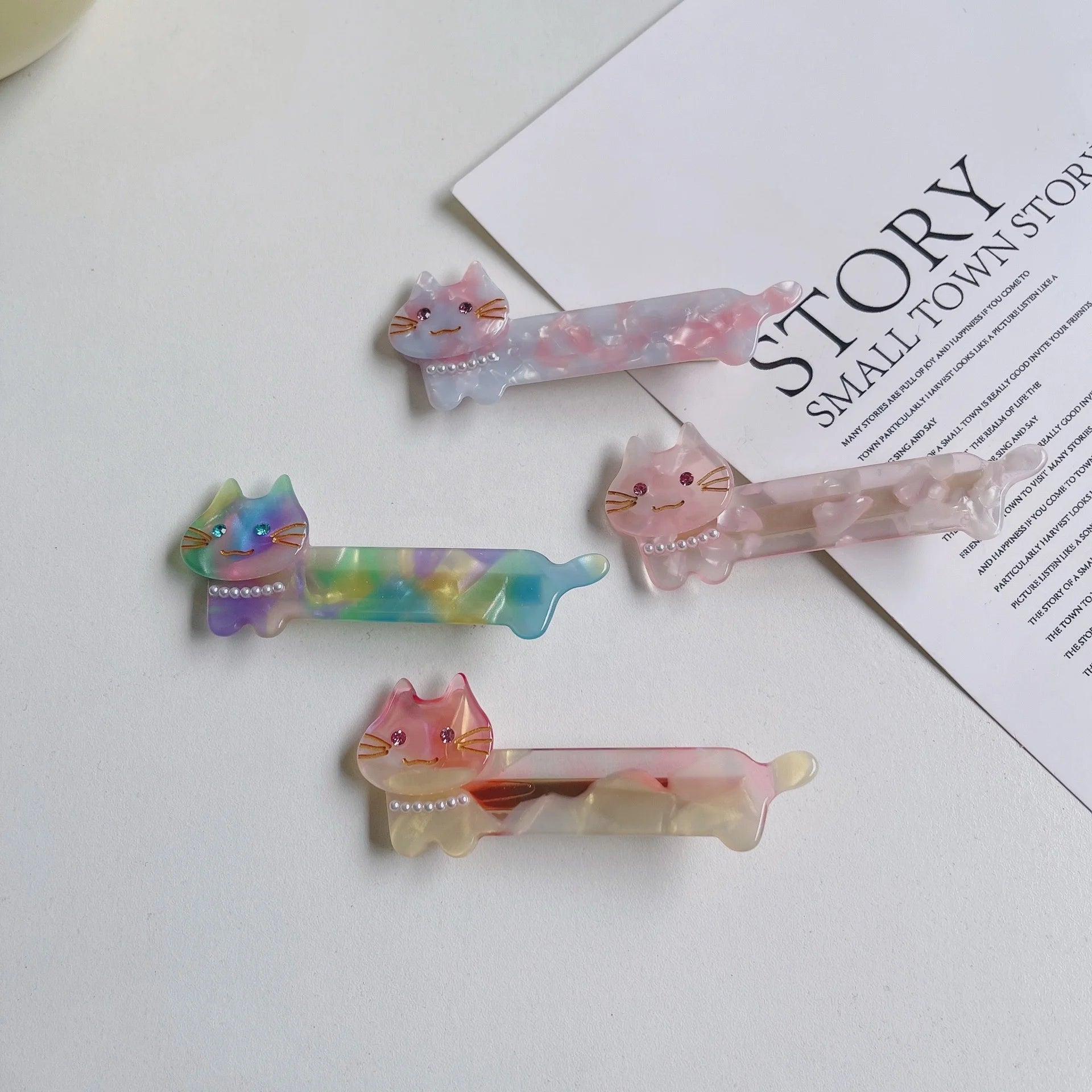 MIO New Arrival Acetate Hair Barrette Clips Cute Cartoon Cat Hair Clips Girls Hair Accessories