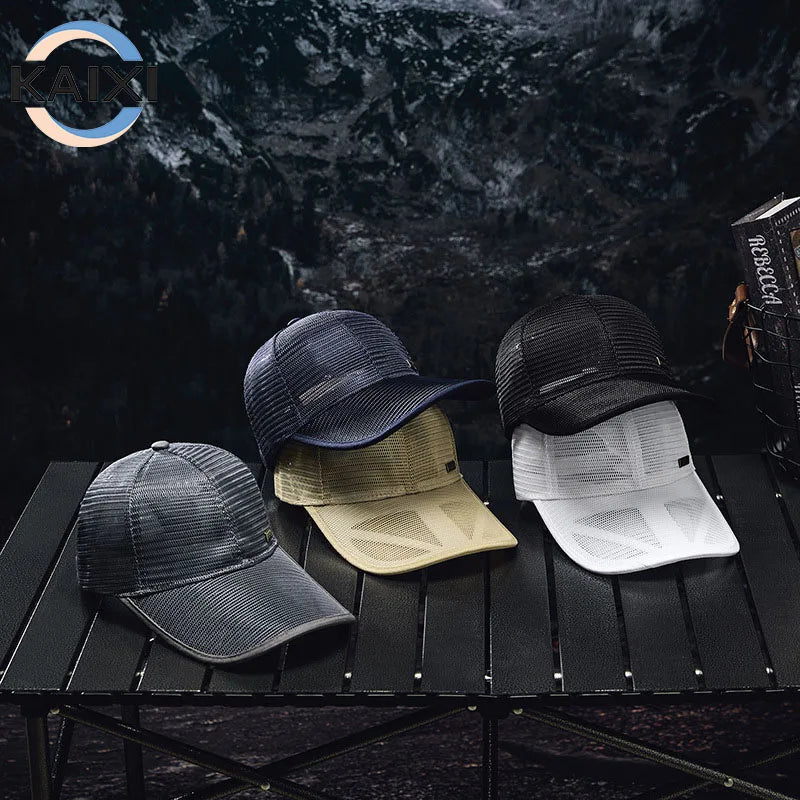 Men's Summer Fashionable Sunscreen Baseball Cap with Long Curved Brim Breathable Mesh Outdoor Sports Sunshade Hat