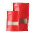 Wholesale kraft paper packaging bags food grade frosted ziplock bags new thickened window red kraft paper bags