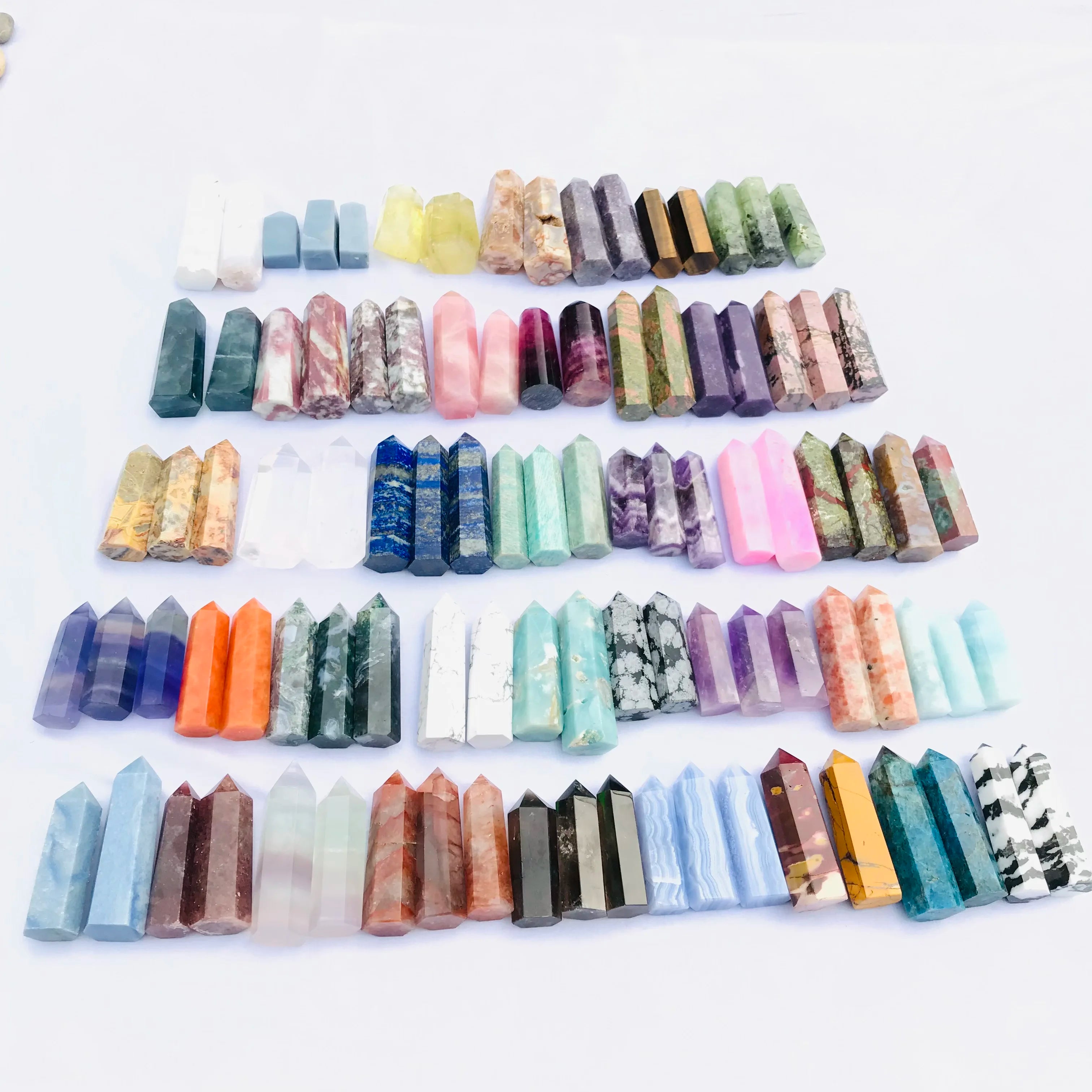 Wholesale Natural Healing Crystal Tower Quartz  Citrine Wands jasper Points Tower for Decoration