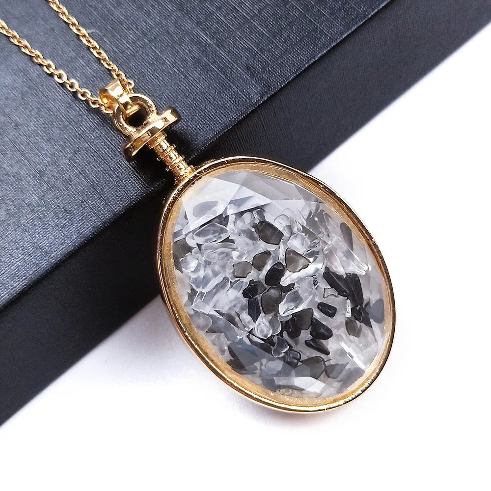 2025 Natural Stone Oval Cut Face Wishing Bottle Pendant Clear Quartz Gravel Pendant Polished for Decoration