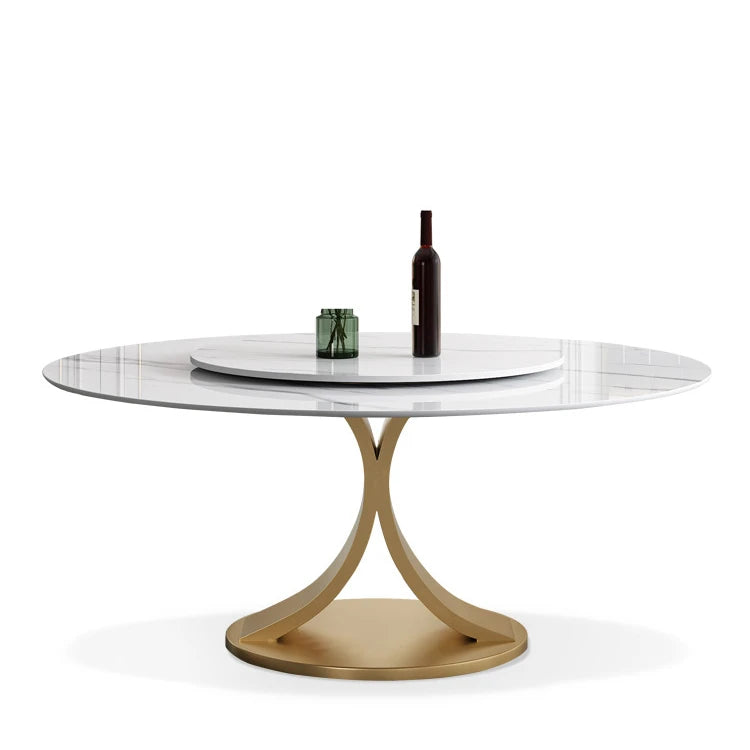 Cost-effective Modern Minimalist Light Luxury Sinstered Stone Round Dining Table with or Without Turntable Round Table