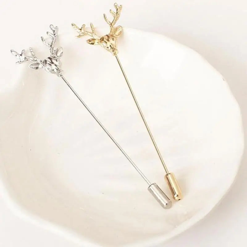 Retro Fawn Head Elk Brooch Men's Advanced Suits Elk Shawl Pin Women Lapel Pins Deer Corsage Collar Brooch Jewelry