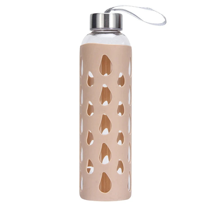Can Customize Creative Water Drop Shaped Hollow Cup Sleeve Water Bottle with Cover Glass Bottle