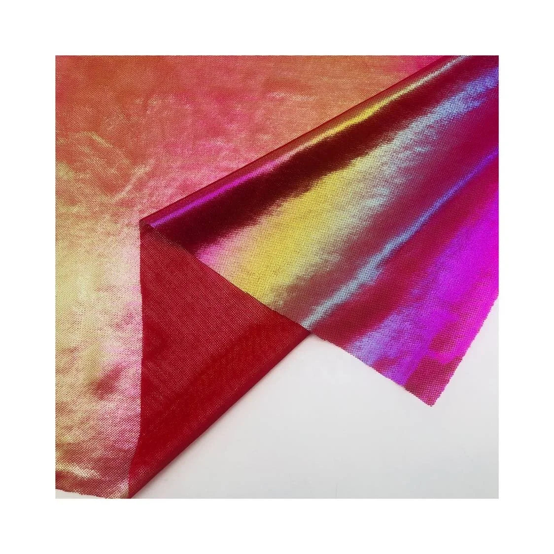 2024 New Fashion Metallic Luster Shimmer Foiled Knitted 95%P 5%SP Four Way Stretch Foil Fabric for Dress