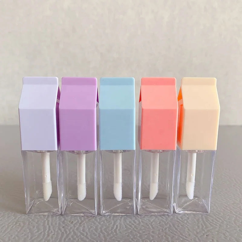 LZ Pack 11ML Milk Bottle Cream Pink Blue White Purple Lip Oil Container Milk Bottle Large Lip Gloss Tubes With Box and Logo