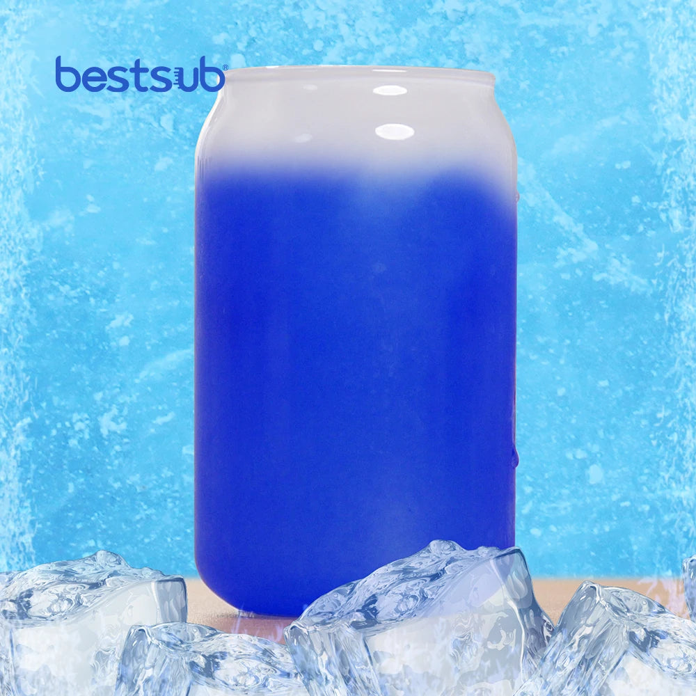 BestSub Wholesale Custom Sublimation Blanks 18oz 550ml Cold Color Change  Borosilicate Beer Can Glass Tumbler with Bamboo Lid