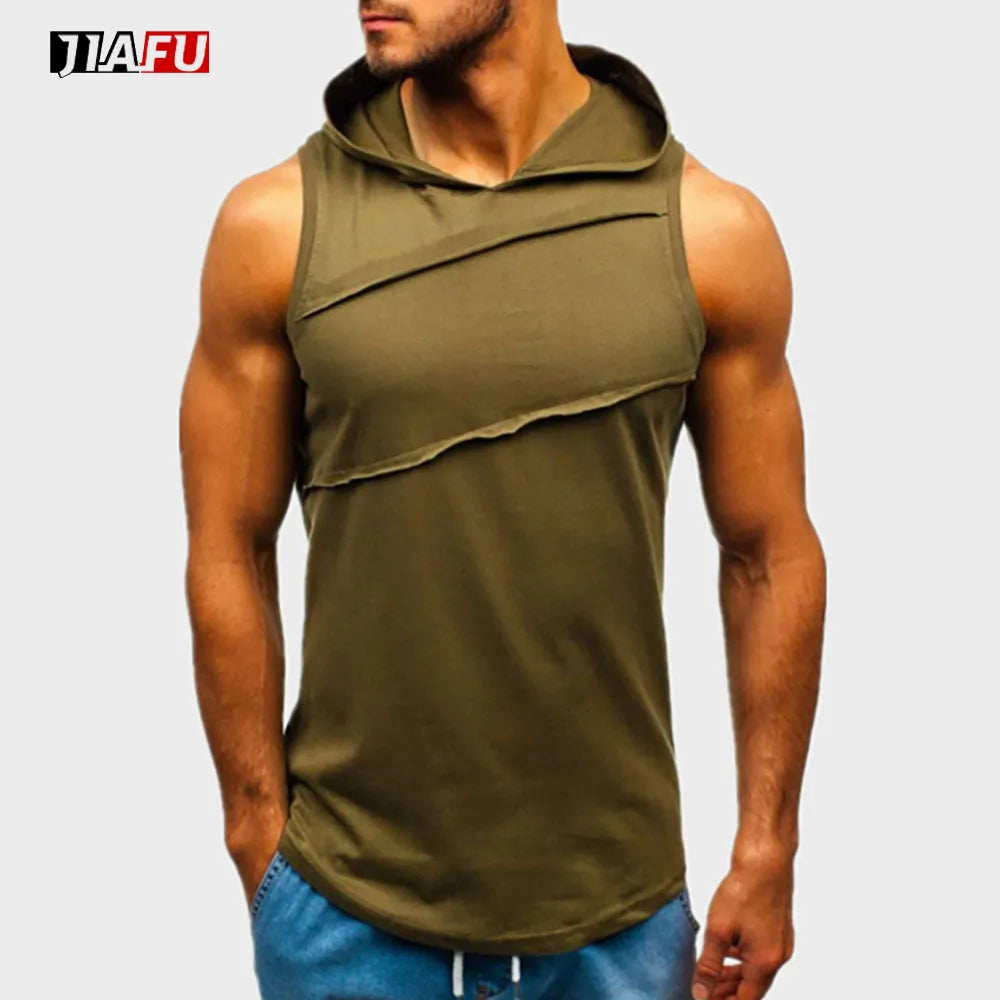 High Quality Custom Sleeveless Hoodies Sports Tank Top for Men Blank Customized Logo Graphic Printing Comfortable  T-shirts