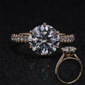 14k Yellow Gold 2.5carat Center Moissanite Half Eternity Band Engagement Ring MegaBDM