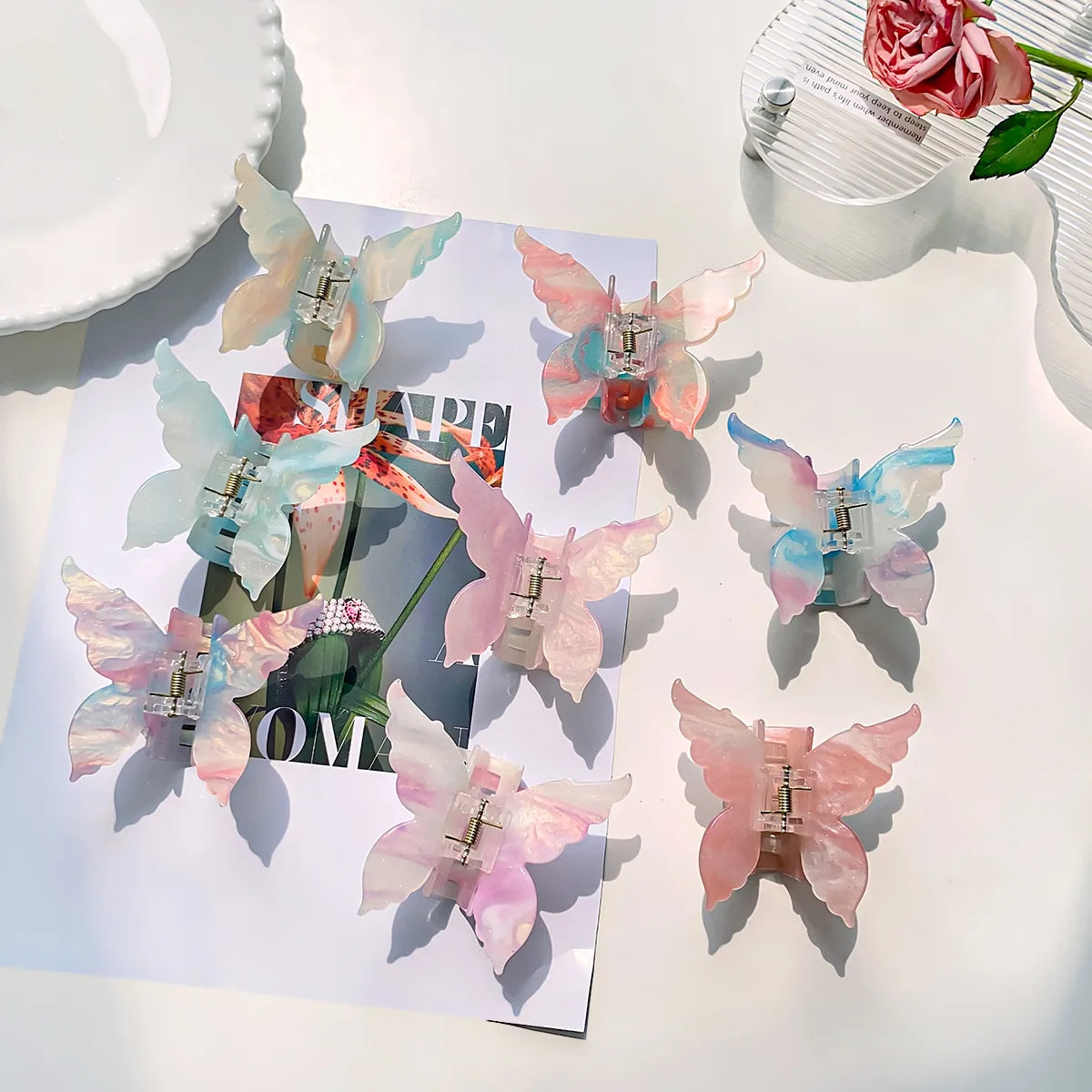 New Butterfly Hair Clips Acrylic Mini Hair Clips Accessories for Women and Girls Hair Claws