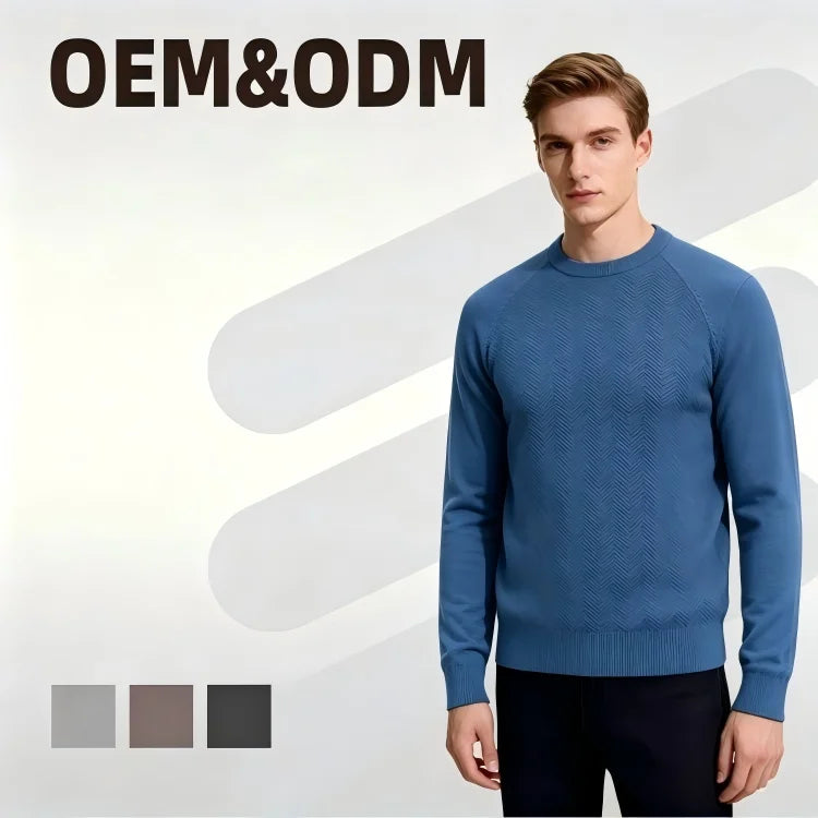 OEM Men's Cotton Long Sleeve Genser Sweater Geansai Solid Color Troja Basic Knitted Winter Novelty Pullovers