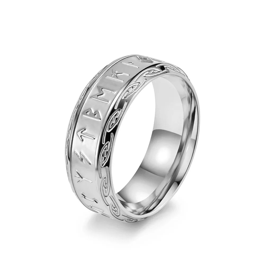 Punk Jewelry Vintage Nordic Viking Stainless Steel Rune Ring for Men