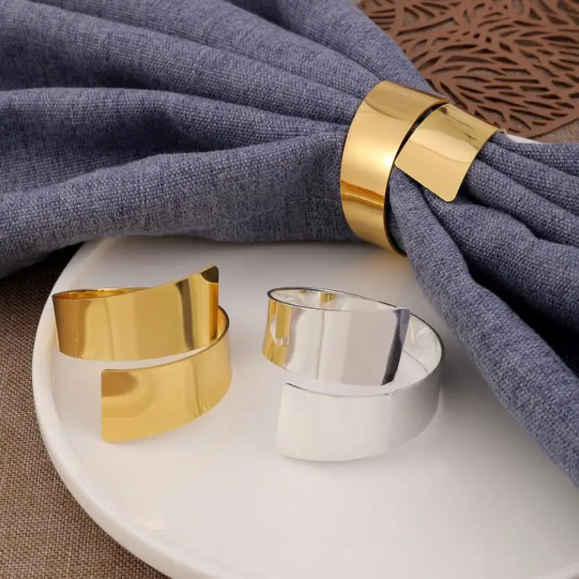 Metal Gold Silver Irregular Napkin Ring Holder Napkin Buckle for Wedding Table Decoration Accessories Hotel Restaurant Party