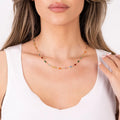 Popular Fade Free Stainless Steel 18K Gold Plated Multi Crystal Stone Baguette Tennis Chain Necklace for Women