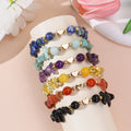 Irregular Stone Chip Adjustable Braided Rope Bracelet Gold Heart Bead Light Luxury Women Hand Jewelry Gifts MegaBDM