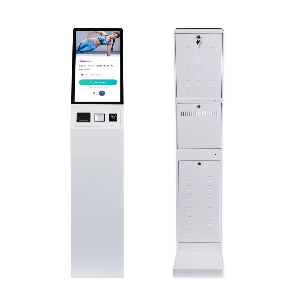 Customize Logo 21.5 Inch Window Usb Touch Screen Speaker Kiosk POS System Hotel Check in Printer QR Scanner Kiosk