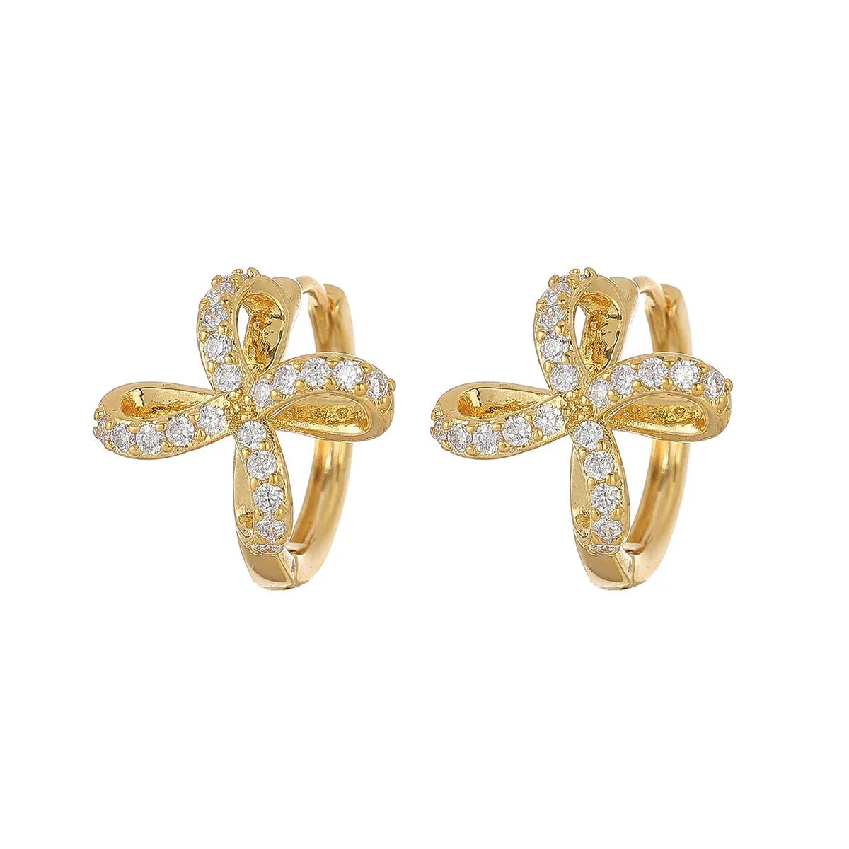 Fashion 18K Gold Plated Korean Zircon Earrings Dainty Small Huggie Earrings Women