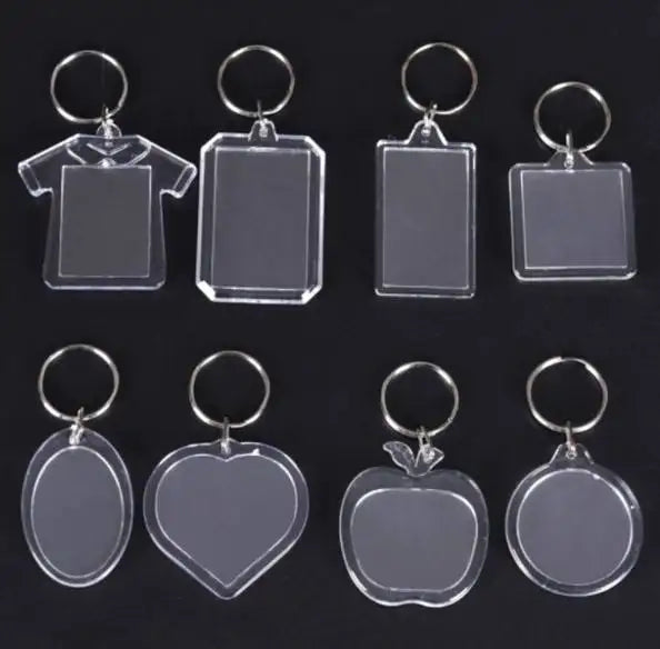 Mini Photo Album Keychain Heart Rectangle Clothes apple Transparent Picture Insert Blank Key Chains Acrylic Frame Photo Keychain